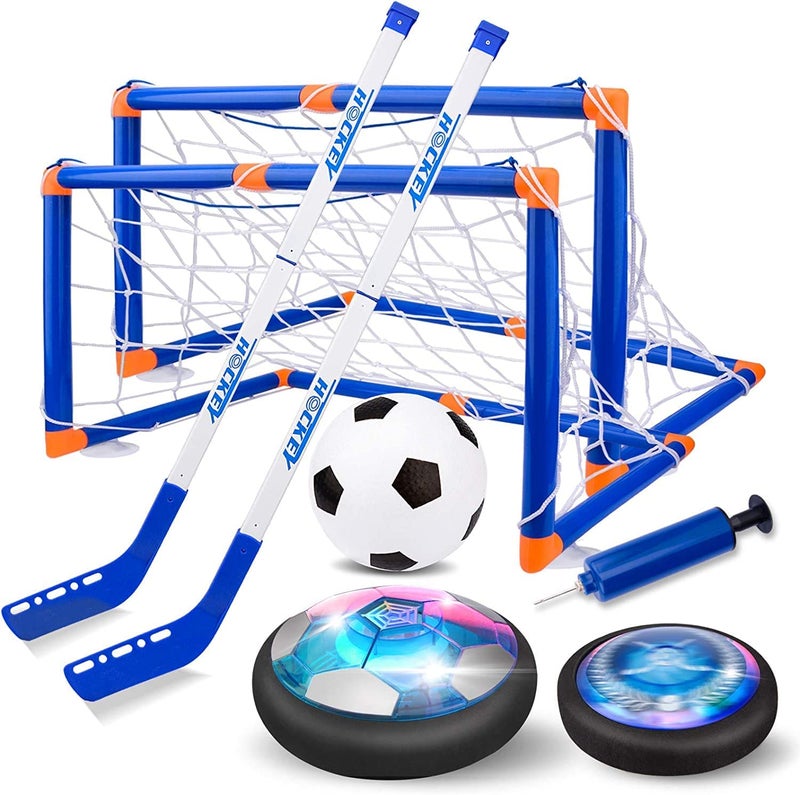 Nazano 3-in-1 Hover Hockey Soccer Ball Kids Toys Set  Led Lights Floating Air Football  Indoor Outdoor Sport Toys for Kids  Christmas Birthday Gifts for Boys Girls Aged 3 4 5 6 7 8-12 - Image 1